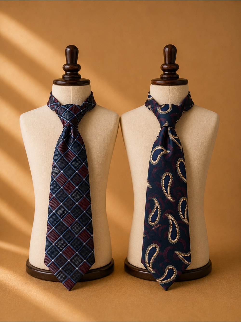 Pronto Uomo Navy Paisley and Navy Plaid Tie Set